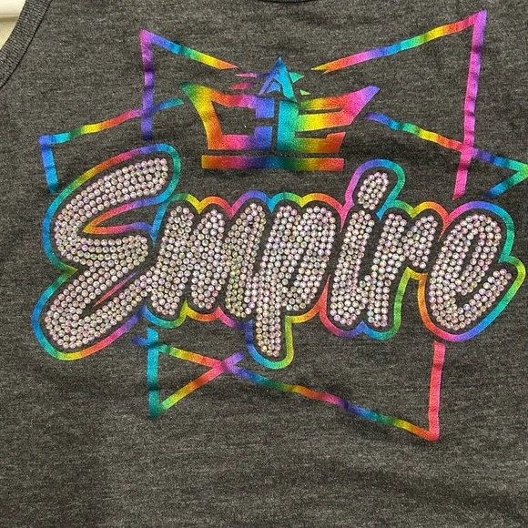 Bella Canvas Kids Charcoal Tank Top with Graphic Colorful Empire Design. Size S - Picture 7 of 7